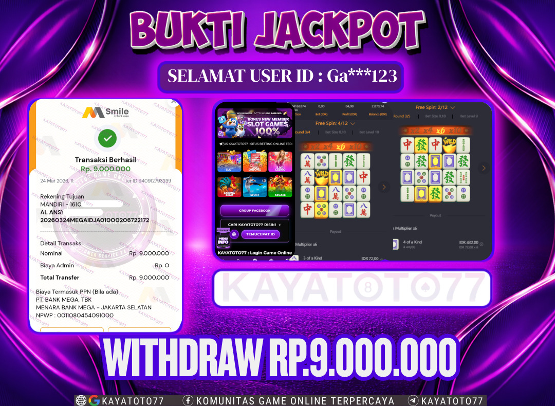 KAYATOTO77 - Bukti Jackpot Besar Di KAYATOTO77 Dalam Permainan PG SOFT  - MAHJONG WAYS