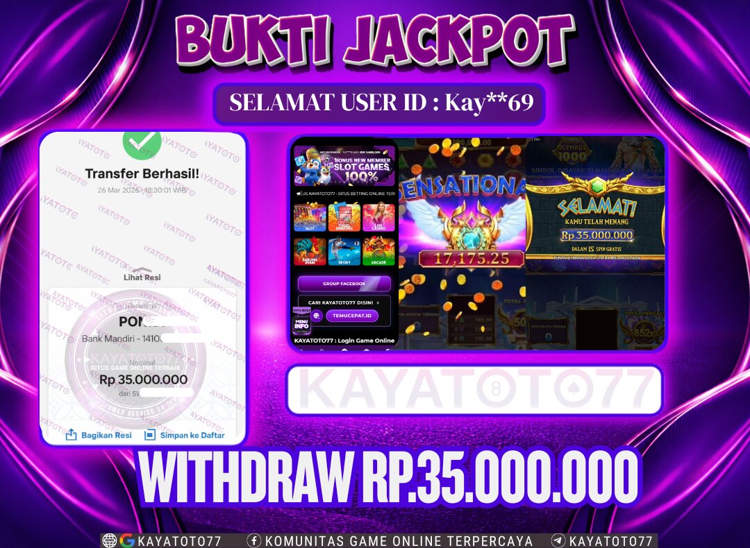 KAYATOTO77 - Bukti Jackpot Besar Di KAYATOTO77 Dalam Permainan PRAGMATIC PLAY   - GATE OF OLYMPUS X 1000