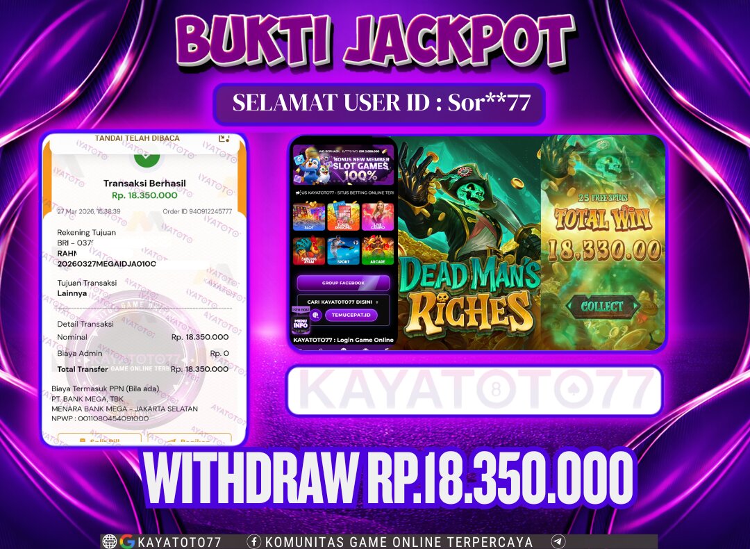 KAYATOTO77 - Bukti Jackpot Besar Di KAYATOTO77 Dalam Permainan PG SOFT  - DEAD MAN'S RICHES