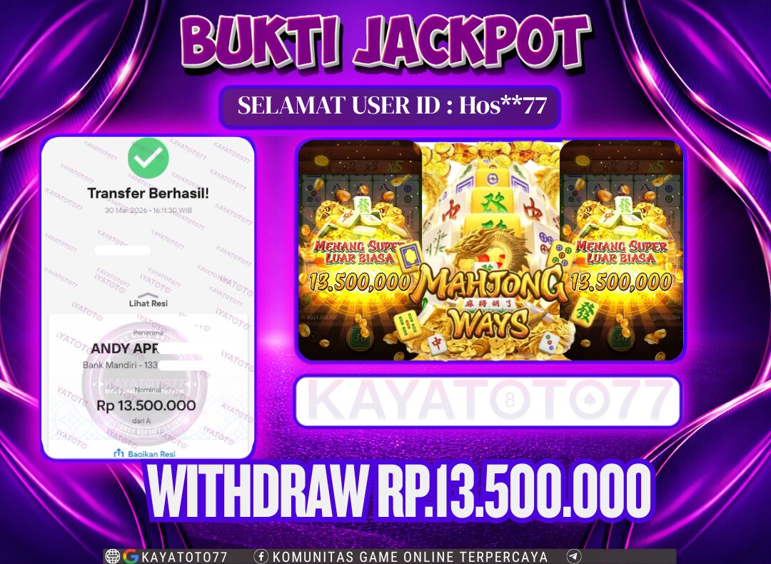 KAYATOTO77 - Bukti Jackpot Besar Di KAYATOTO77 Dalam Permainan PG SOFT  - MAHJONG WAYS 