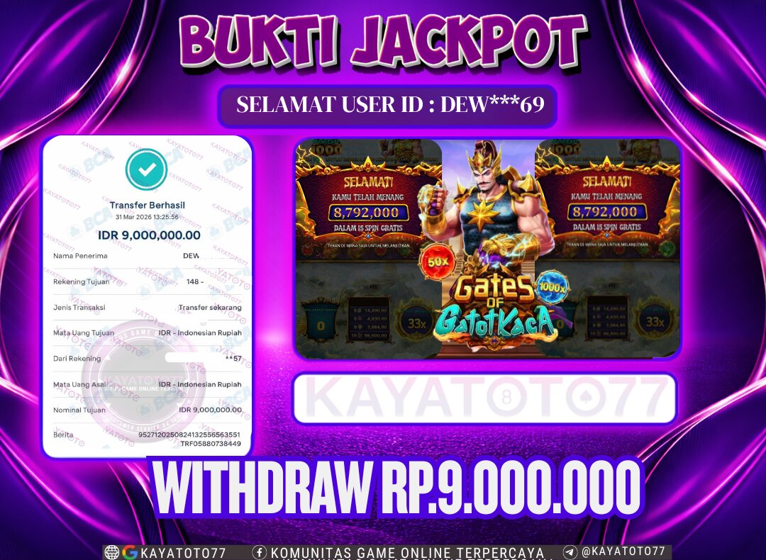 KAYATOTO77 - Bukti Jackpot Besar Di KAYATOTO77 Dalam Permainan PRAGMATIC PLAY - GATES OF GATOT KACA X 1000