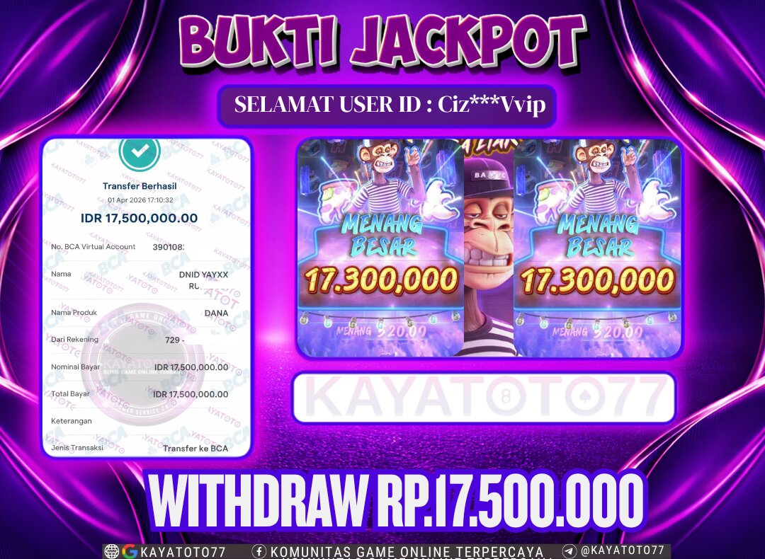 KAYATOTO77 - Bukti Jackpot Besar Di KAYATOTO77 Dalam Permainan PG SOFT  - WILD APE